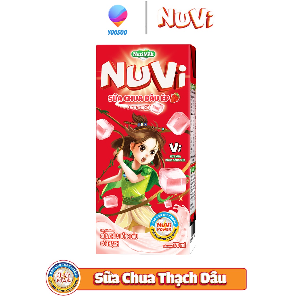 Thùng 48 Hộp NuVi Sữa Lúa Mạch Thạch Cacao/ Sữa Chua Thạch Dâu/ Sữa Trái Cây Thạch Cam 170ml - NUTIFOOD - YOOSOO MALL