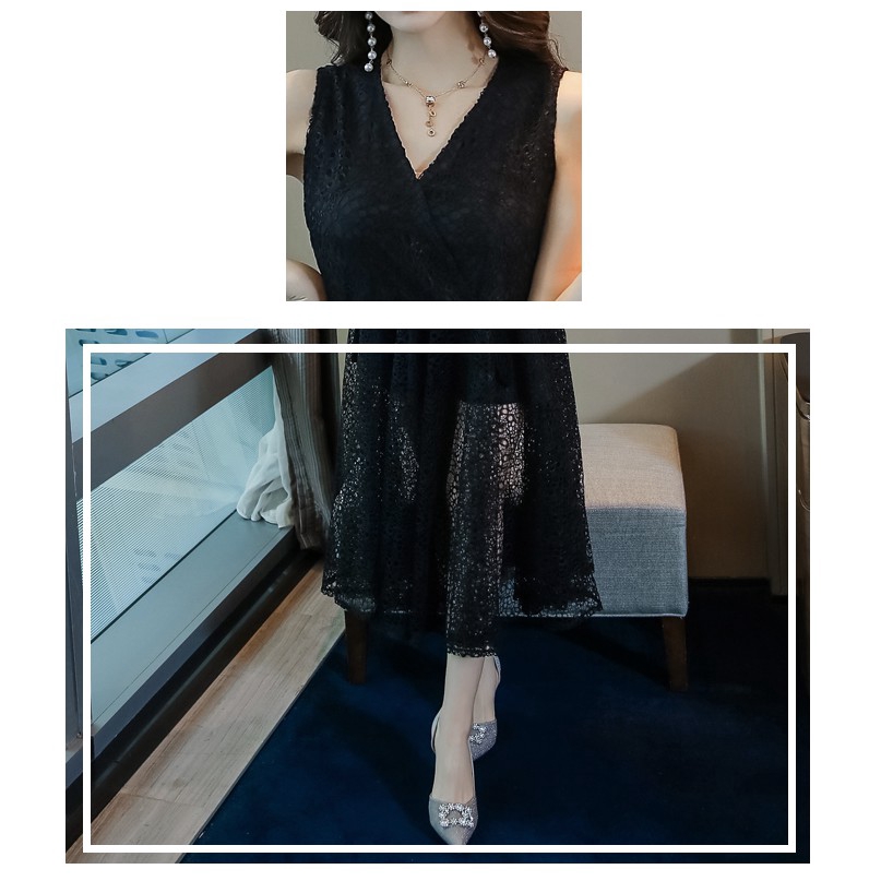 Đầm Ren Cao Cấp Sát Nách Đuôi Dài Phong Cách Hàn Quốc Mới