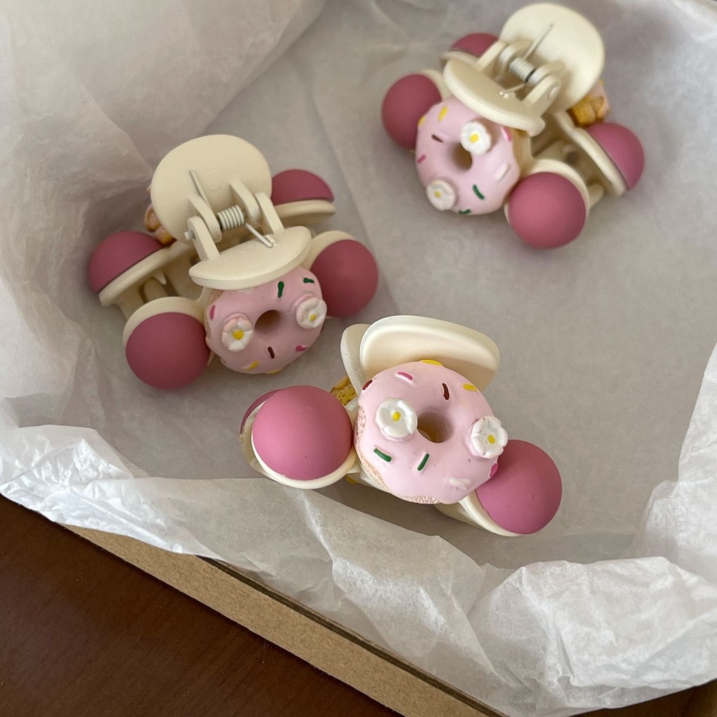 Ôi trời!Kẹp Tóc Hình Bánh Donut Màu Hồng Dễ Thương Cho Nữ