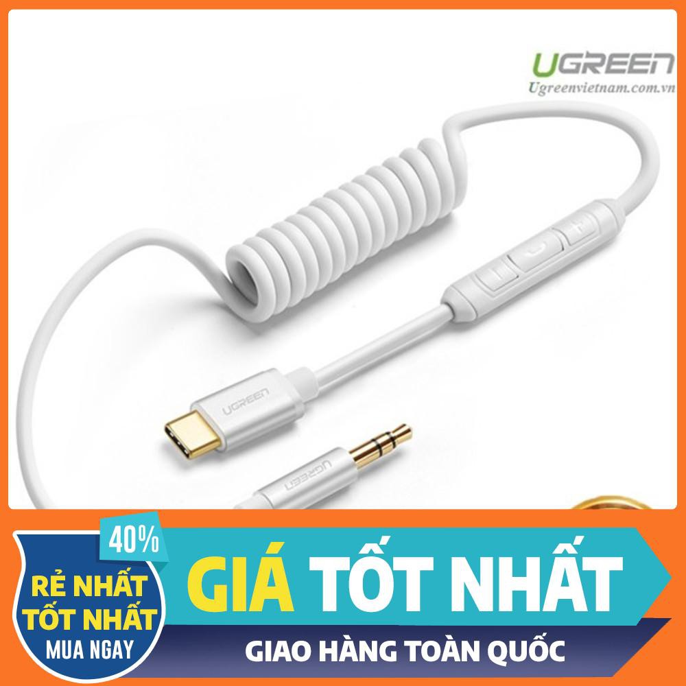 Cáp USB type-C to Audio 3.5mm có Microphone, dây xoắn lò xo 1 mét UGREEN 30633