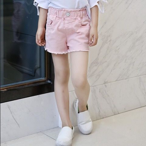 Quần short denim màu sắc đơn giản phong cách Hàn Quốc thời trang cho bé gái