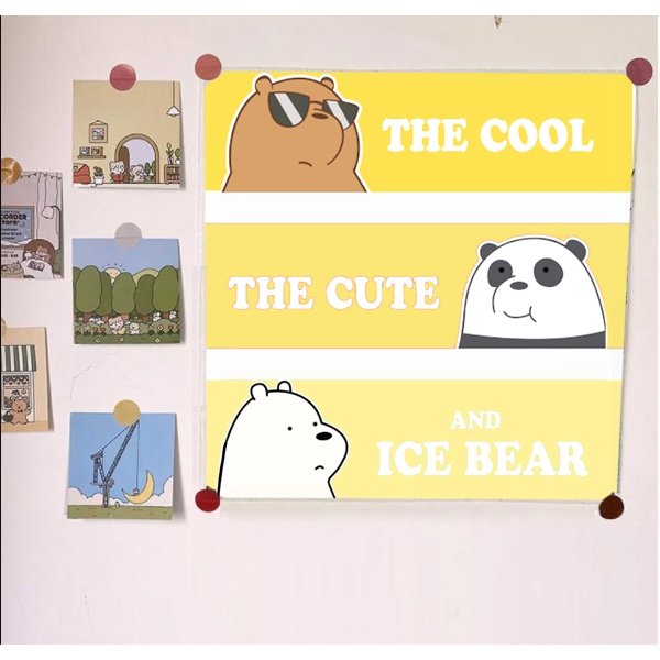 Tranh vải treo tường ba anh em gấu TVTT5 capoo bare bear molang gấu brown khủng long