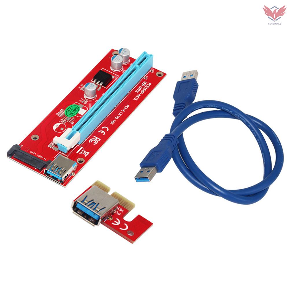 VER007S 0.6M PCI-E 1X to 16X Riser Card Extender PCI Express Adapter USB 3.0 Cable 15Pin Professional SATA Power Supply for Bitcoin Mining Miner Machine Red