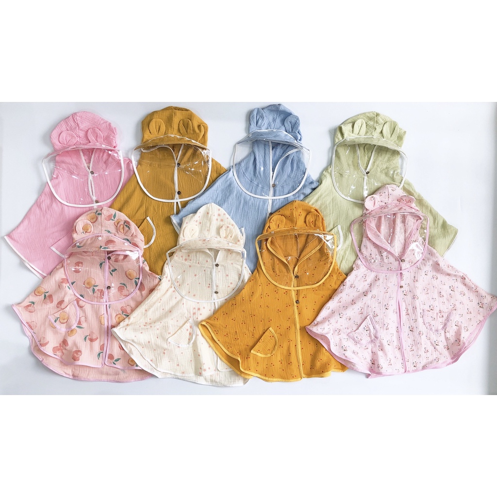 Áo Choàng Xô Muslin 2 Lớp Chống Nắng, Chống Gió Cho Bé