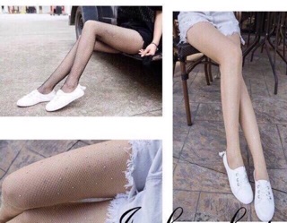 [2 màu] Quần tất lưới lấp lánh