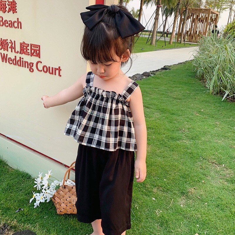 Set 2 dây kẻ caro bé gái