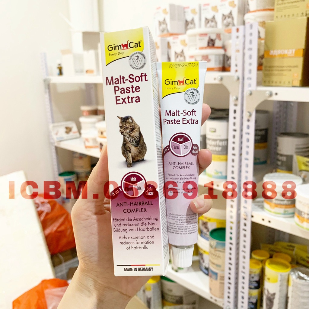 GEL TIÊU BÚI LÔNG GIMCAT MALT-SOFT PASTE EXTRA CHO MÈO, THÚC ĐẨY BÀI TIẾT BÚI LÔNG 50G