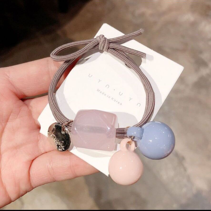 Dây buộc tóc co giãn đính hạt đá nhiều màu phong cách Hàn Quốc thời trang cho nữ