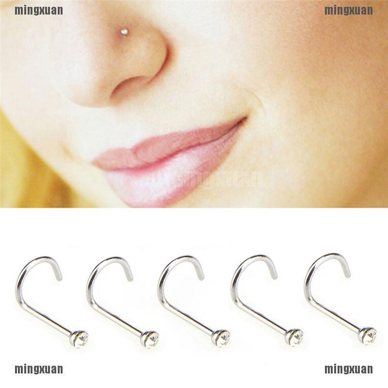 Set 20 Khuyên Mũi Thép Không Gỉ Đính Đá Pha Lê