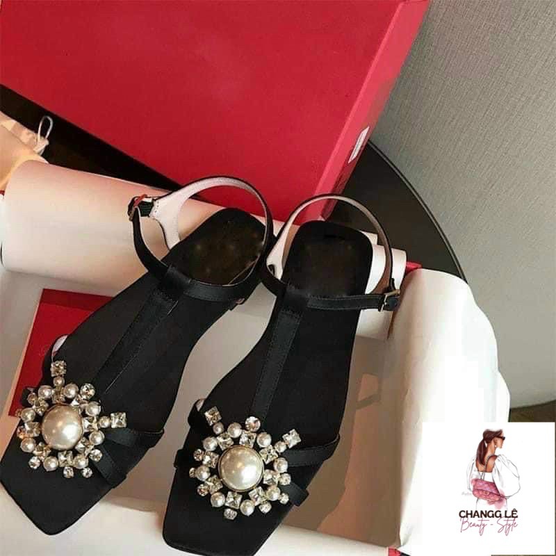 (Full Box) Sandal Nữ Roger Vivier Màu Đen Thời Trang