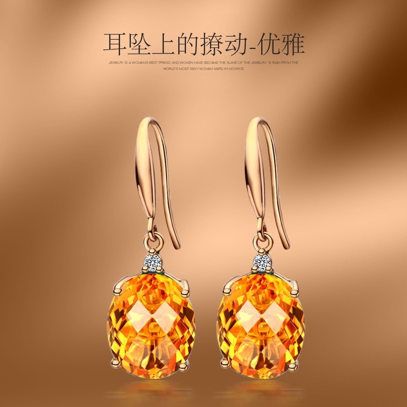 Mới Vàng Pha Lê Zircon Bông Tai Cao Cấp Đính Bông Tai Dành Cho Nữ