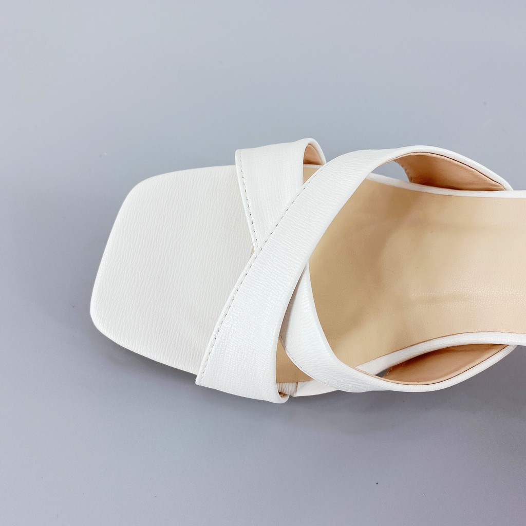 Dép cao gót nữ GÓT XINH D28 quai ngang da lì đế cao 4cm quai chéo