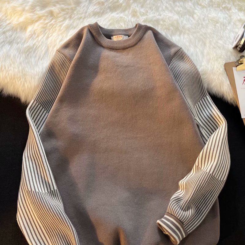 Áo sweater dệt kim tay dài cổ tròn màu sắc đơn giản cho nam áo thun nam form rộng dài tay bông simple fashion áo phông rộng nam unisex áo kiểu bigsize