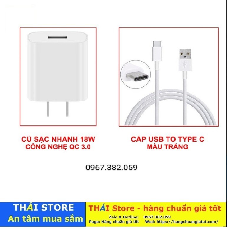 Bộ sạc nhanh XIAOMI Chính hãng, công suất 18W - MDY-08-EH, Quick Charge 3.0, cáp chân USB to Type C
