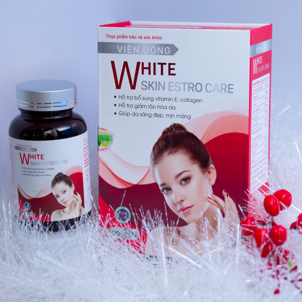 Viên uống trắng da White Skin Estro Care chống lão hóa dưỡng da cấp ẩm nội tiết tố nữ | BigBuy360 - bigbuy360.vn