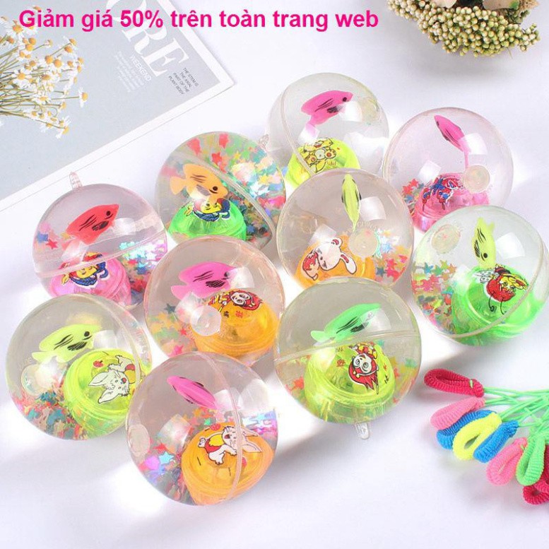 Bóng nhảy nhiều màu sắc Quả cầu pha lê nảy sáng Đồ chơi phát có dây kéo pinball đèn nháy cho trẻ em