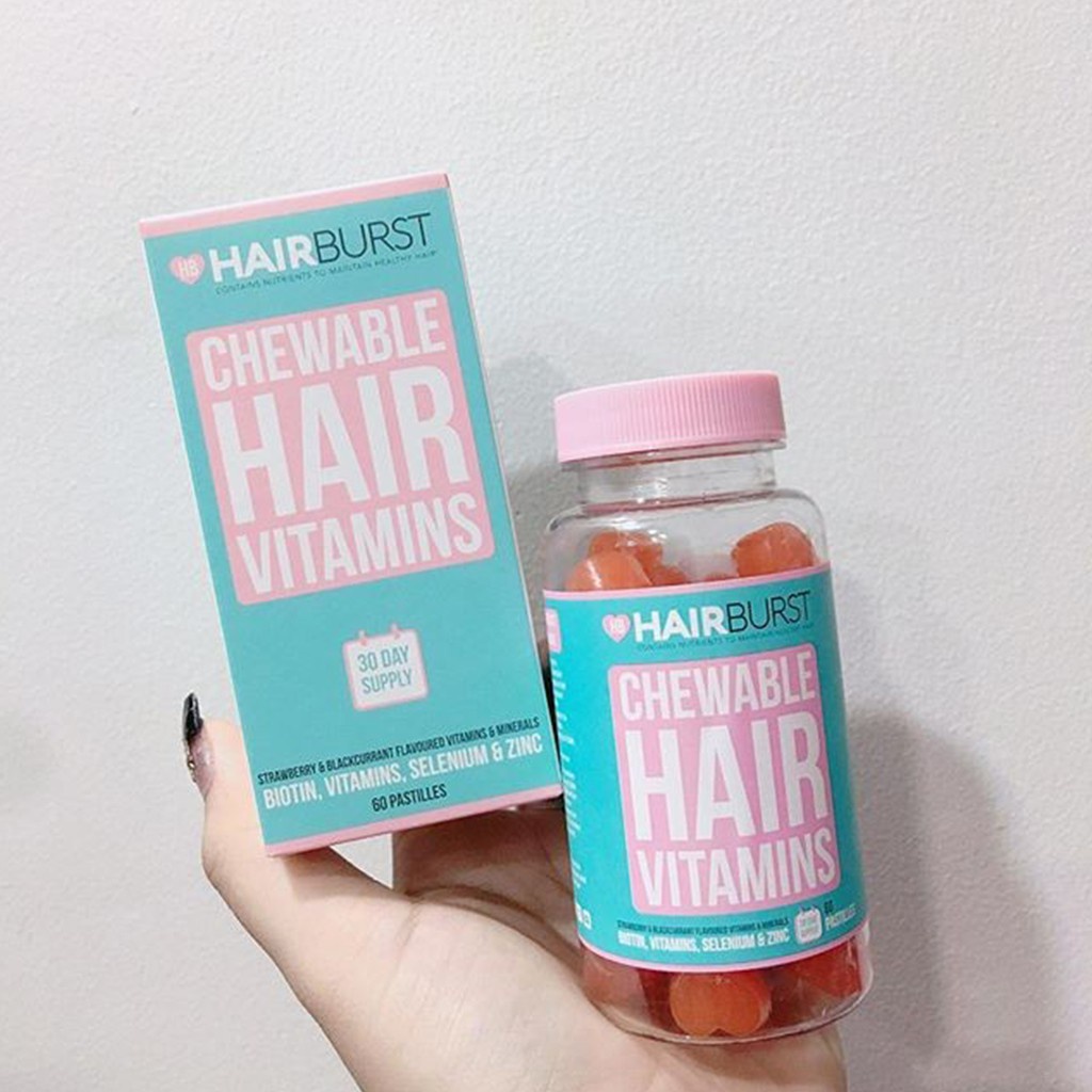 Kẹo Dẻo Kích Mọc Tóc, Làm Phồng Tóc HAIRBURST Chewable Hair Vitamins 60 Viên