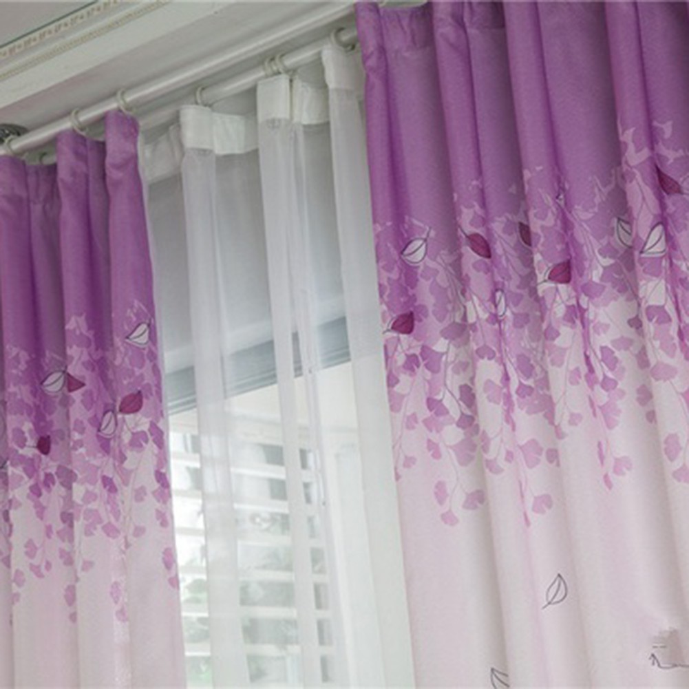 Rèm voan treo cửa sổ phòng ngủ, phòng khách họa tiết cây cối hiện đại