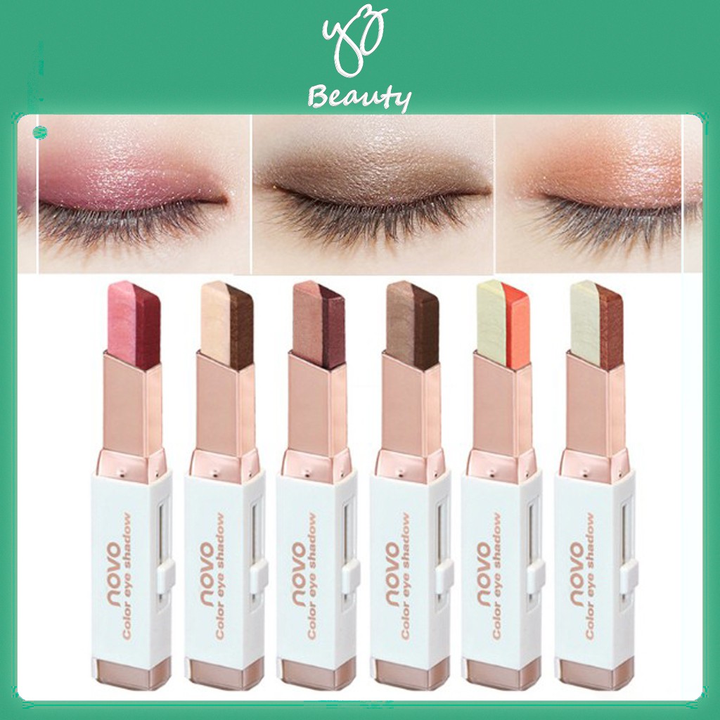 Bút sáp màu mắt NOVO Eyeshadow Double Color Grandient Stick (Phấn mắt NOVO dạng thỏi 2 màu có ánh nhũ) - YZ01