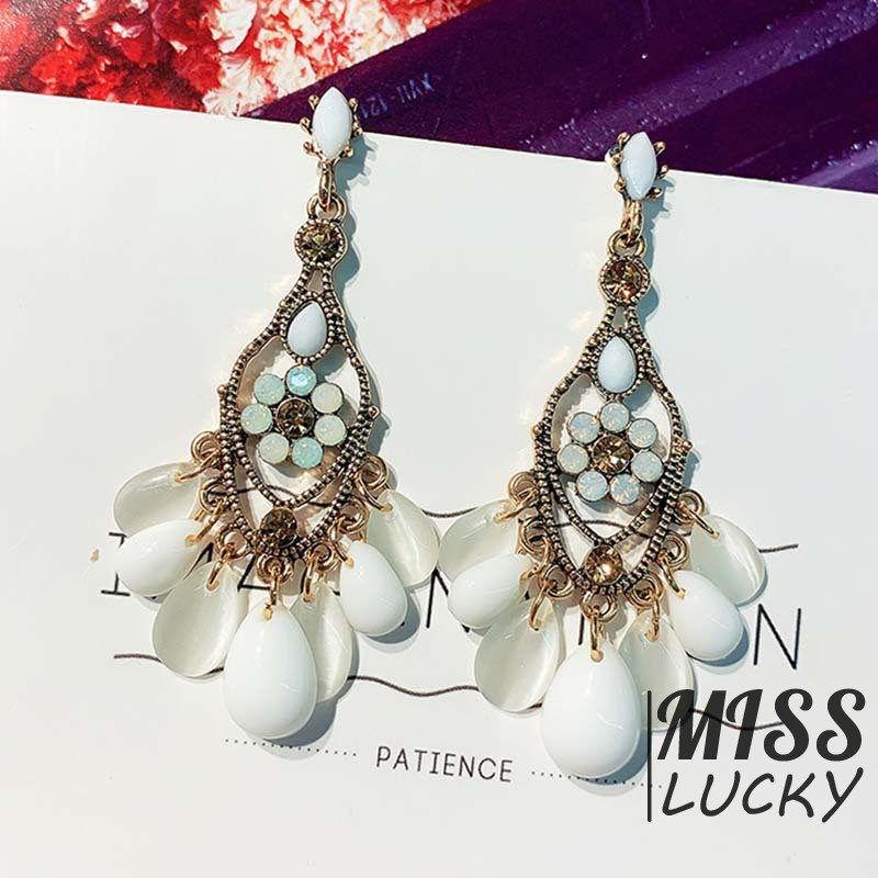 Khuyên tai nữ kiểu dáng retro thời trang phong cách Hàn Quốc