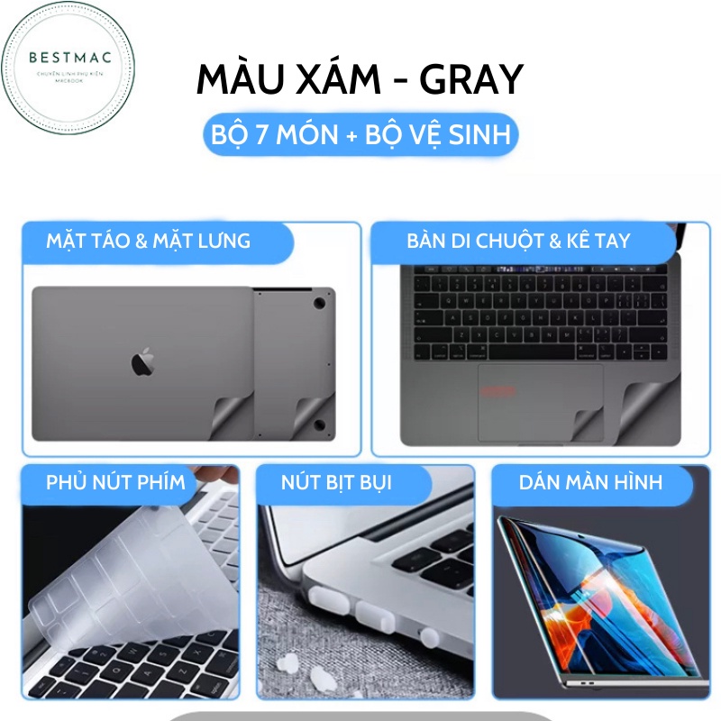 BỘ DÁN MACBOOK 7IN1 -độ bền cao, chống xước tốt
