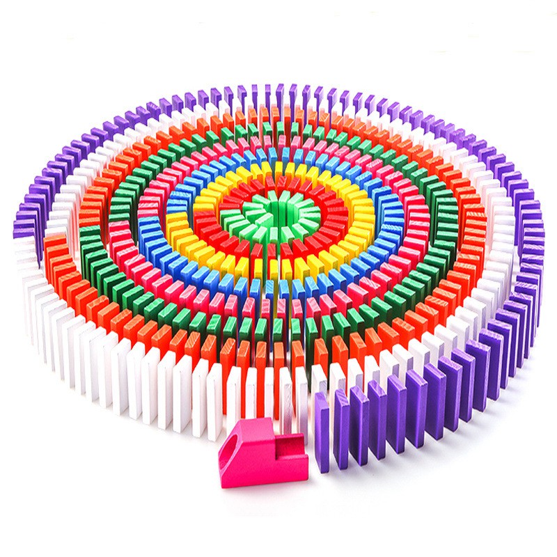 100 CÁI Đồ chơi cho bé Domino Đồ chơi bằng gỗ đầy màu sắc Khối đồ chơi Câu đố Giáo dục sớm