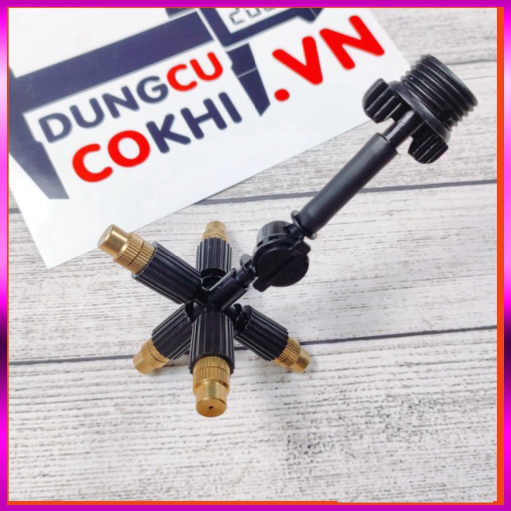 10 Béc phun sương 5 tia đồng, có chống nhỏ giọt kèm kết nối ren 21mm, dùng tưới cây, tưới lan