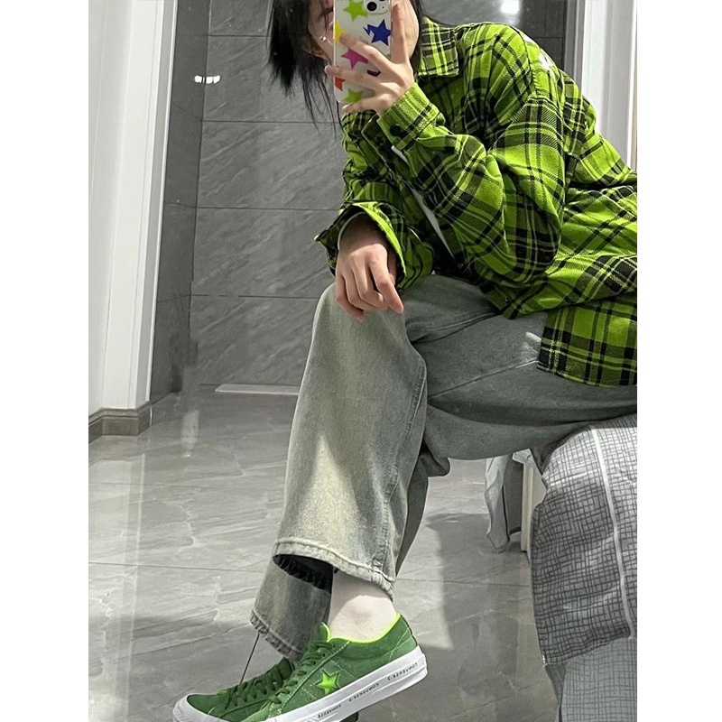 Áo Sơ Mi Cổ Bẻ Form Rộng Họa Tiết Sọc Theo Phong Cách Retro Dễ Phối Đồ