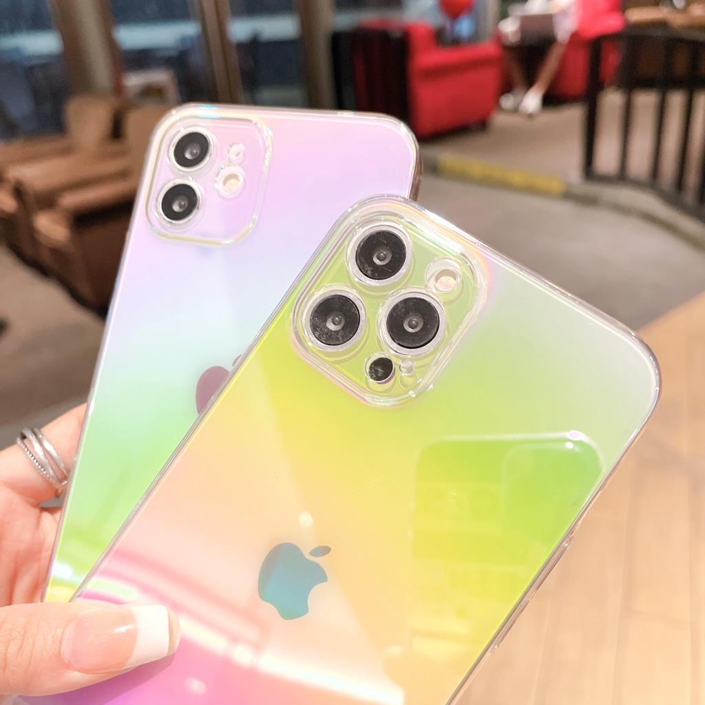 Ốp Điện Thoại Nhựa PC Cứng Trong Suốt Màu Gradient Cho IPhone 14 13 Pro Max 13 11 12 Pro Max Mini XS X XR 8 7 Plus SE 2020