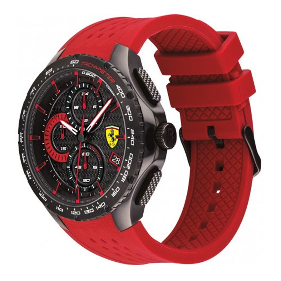 Đồng Hồ Ferrari Nam Dây Cao Su Pin-Quartz 0830727 - Mặt Đen (44mm)