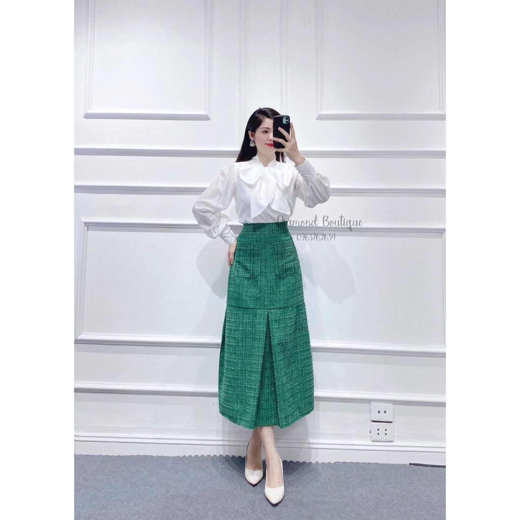 Áo Sơ Mi Nữ Dài Tay Nơ Linen Lót Lụa