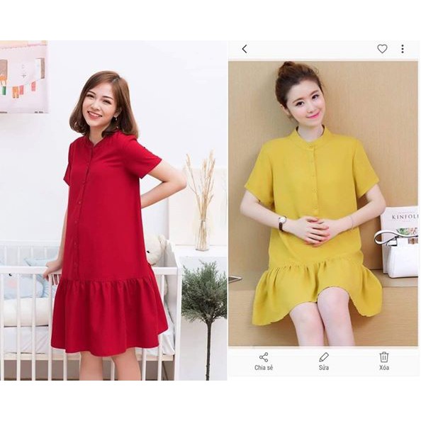 Váy bầu thời trang chất voan đuôi cá mặc đi làm đi chơi rất đẹp V35