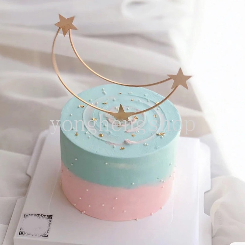 Thanh cắm bằng sắt phụ kiện trang trí bánh kem hình vương miện / ngôi sao mặt trăng bắt mắt thủ công (có bán lẻ dây đèn)