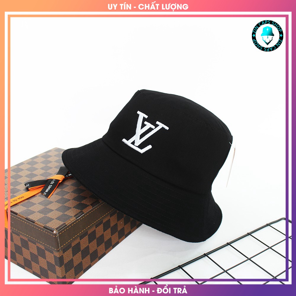 Mũ Bucket Nón Tai Bèo đen LV03 vải kaki 2 lớp