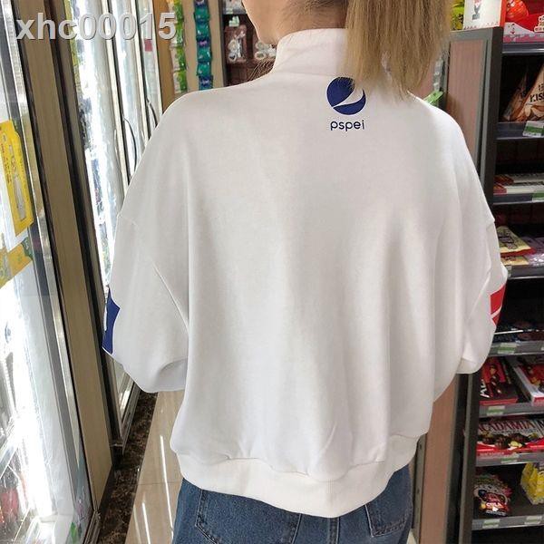 Áo Khoác Sweater Mỏng Cổ Cao Phối Khóa Kéo In Hình Lon Coca Cola Kiểu Hàn Quốc Cá Tính
