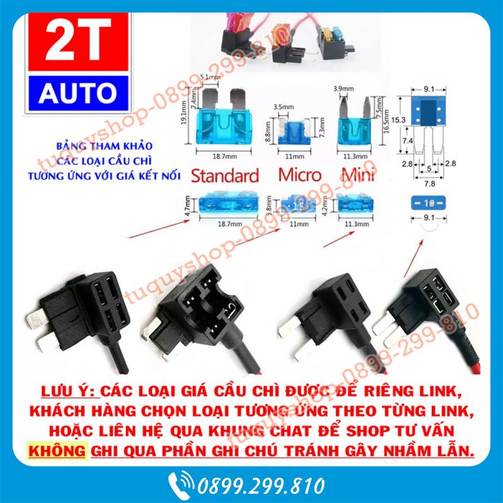01 Dây lấy nguồn từ hộp cầu chì dưới vô lăng ô tô xe hơi- chuẩn chân micro2, SKU:151