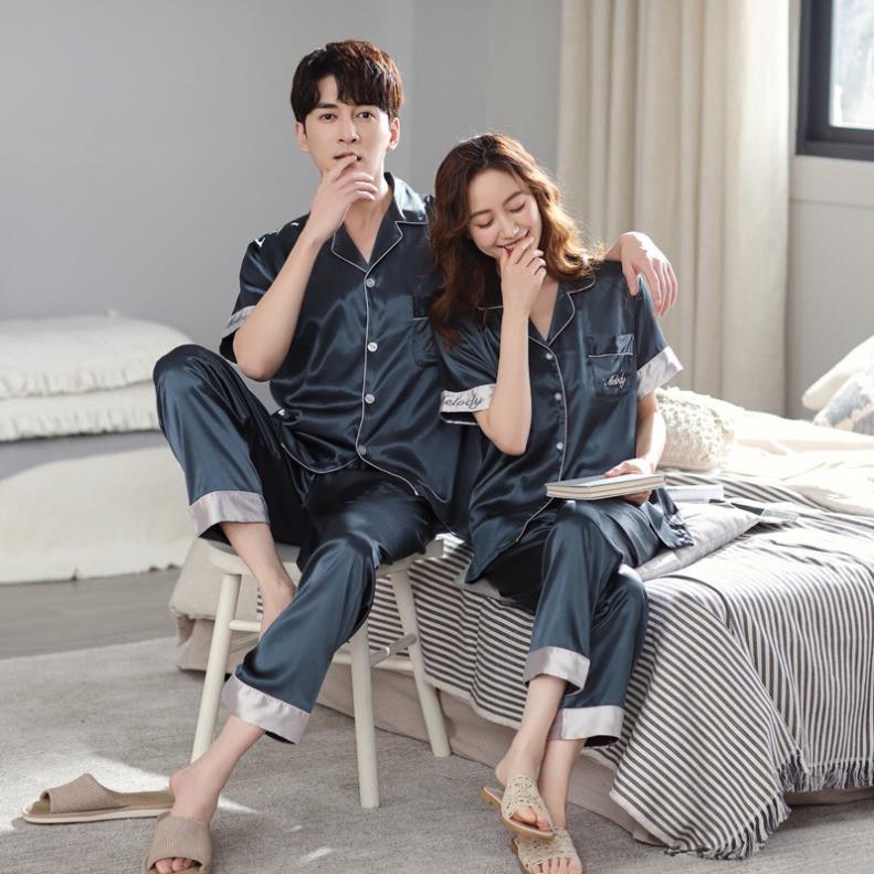 Bộ Ngủ Pyjama Dài Tay Chất Lụa Đẹp Mặc Đôi Dành Cho Nam Và Nữ - Đồ Mặc Nhà Sang Chảnh !