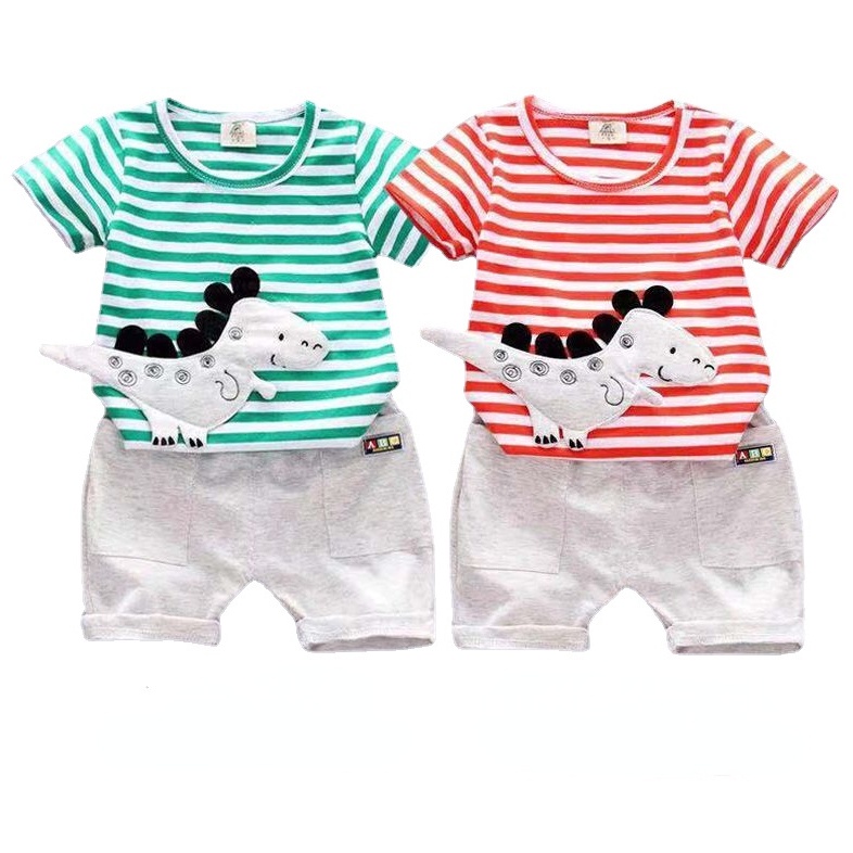 Set trang phục SOFFNY gồm áo thun + quần ngắn thời trang Nhật Hàn dành cho bé trai