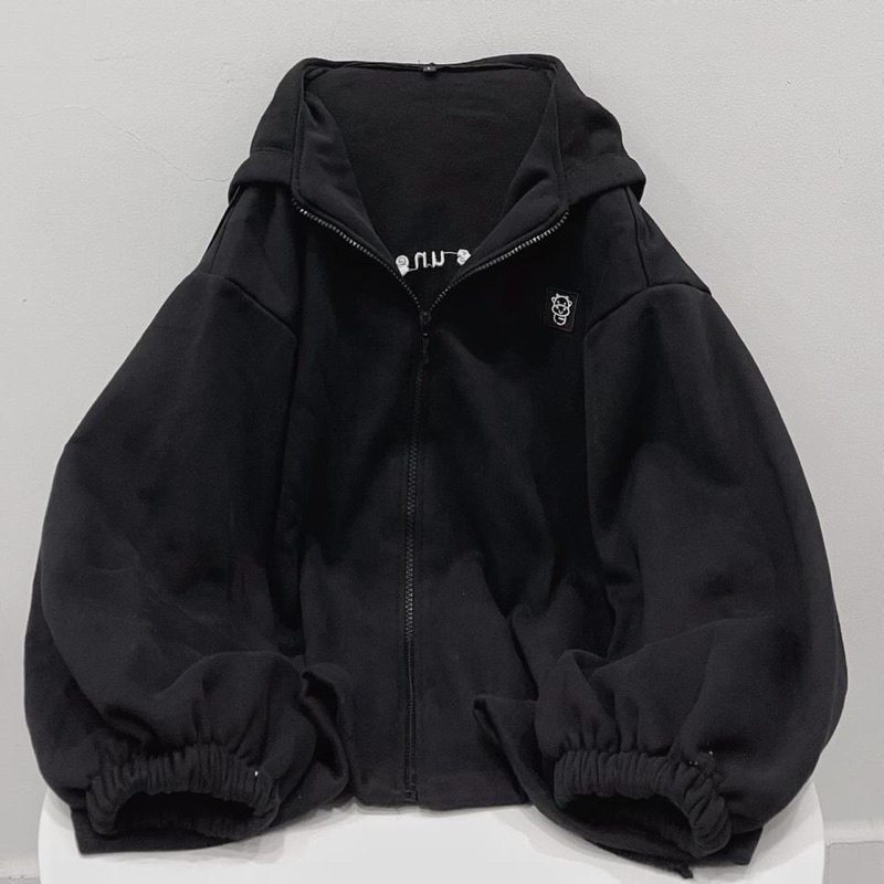 Áo khoác dây kéo form rộng nỉ lót bông logo Bò unisex (2t.clothes) | BigBuy360 - bigbuy360.vn