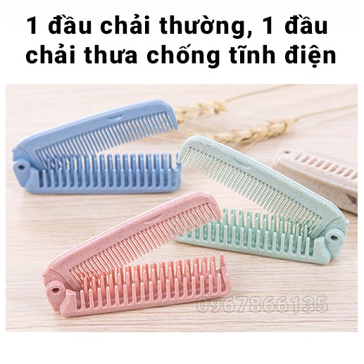 Lược chải tóc gấp gọn 2 đầu rang dày chống tĩnh điện tiện lợi