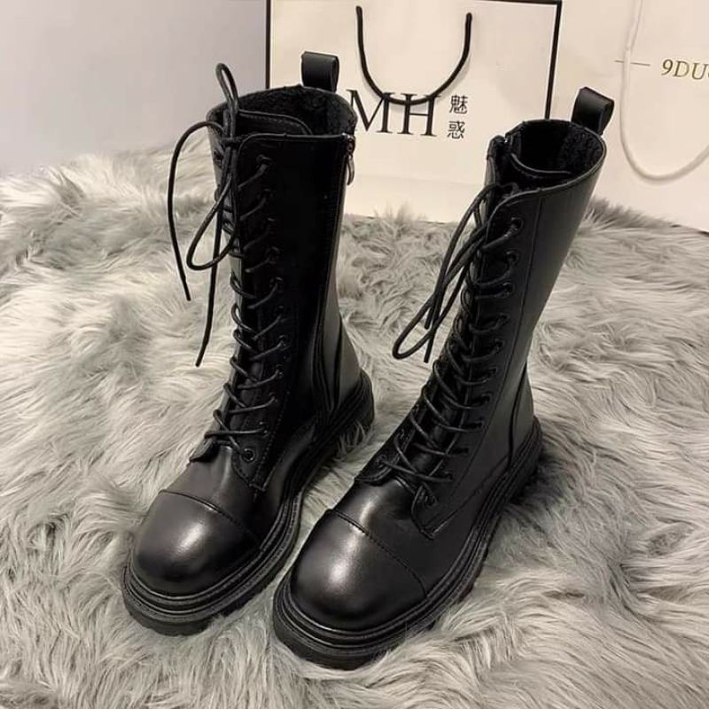 Giày boots martin da cao cổ khóa kéo ✨