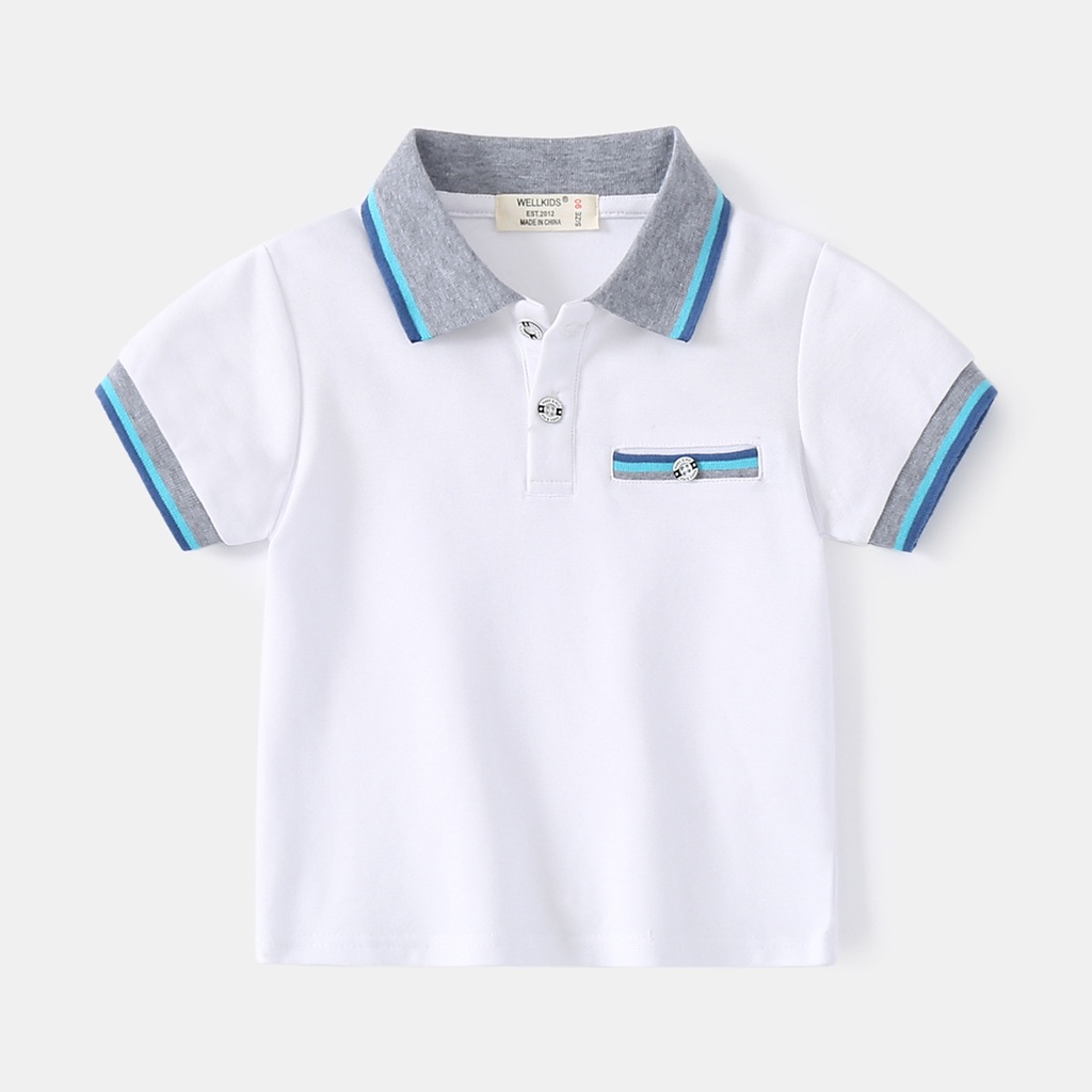 Áo thun SOFFNY vải cotton cổ polo tay ngắn thời trang mùa hè cho bé trai