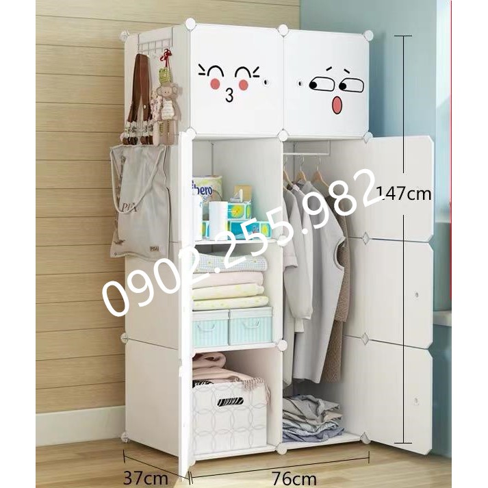 [BÁN CHẠY] TỦ NHỰA LẮP GHÉP 8 Ô & 4 KỆ GÓC ĐỂ QUẦN ÁO ĐA NĂNG SIZE TO ( TÙY CHỌN MẪU TỦ )