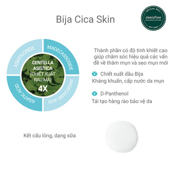 [Mã COSIF05 giảm 10% đơn 400K] Nước cân bằng chăm sóc da mụn innisfree Bija Cica Skin 200ml