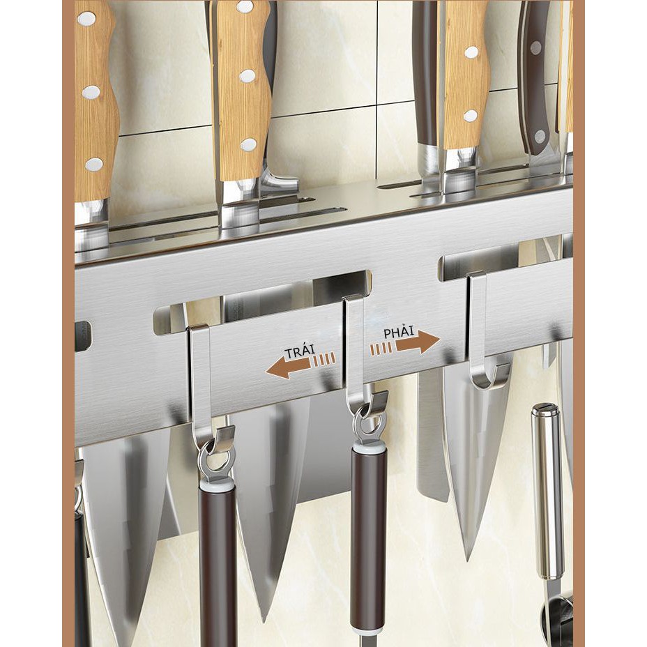 Kệ Đa Năng Inox Treo Tường Treo Dao, Muỗng, Ống Đũa 3 trong 1 Tiện Dụng Cho Nhà Bếp