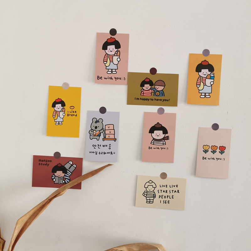 Set 9 Tấm Thẻ Dán Tường Hình Hoạt Hình Xinh Xắn | BigBuy360 - bigbuy360.vn