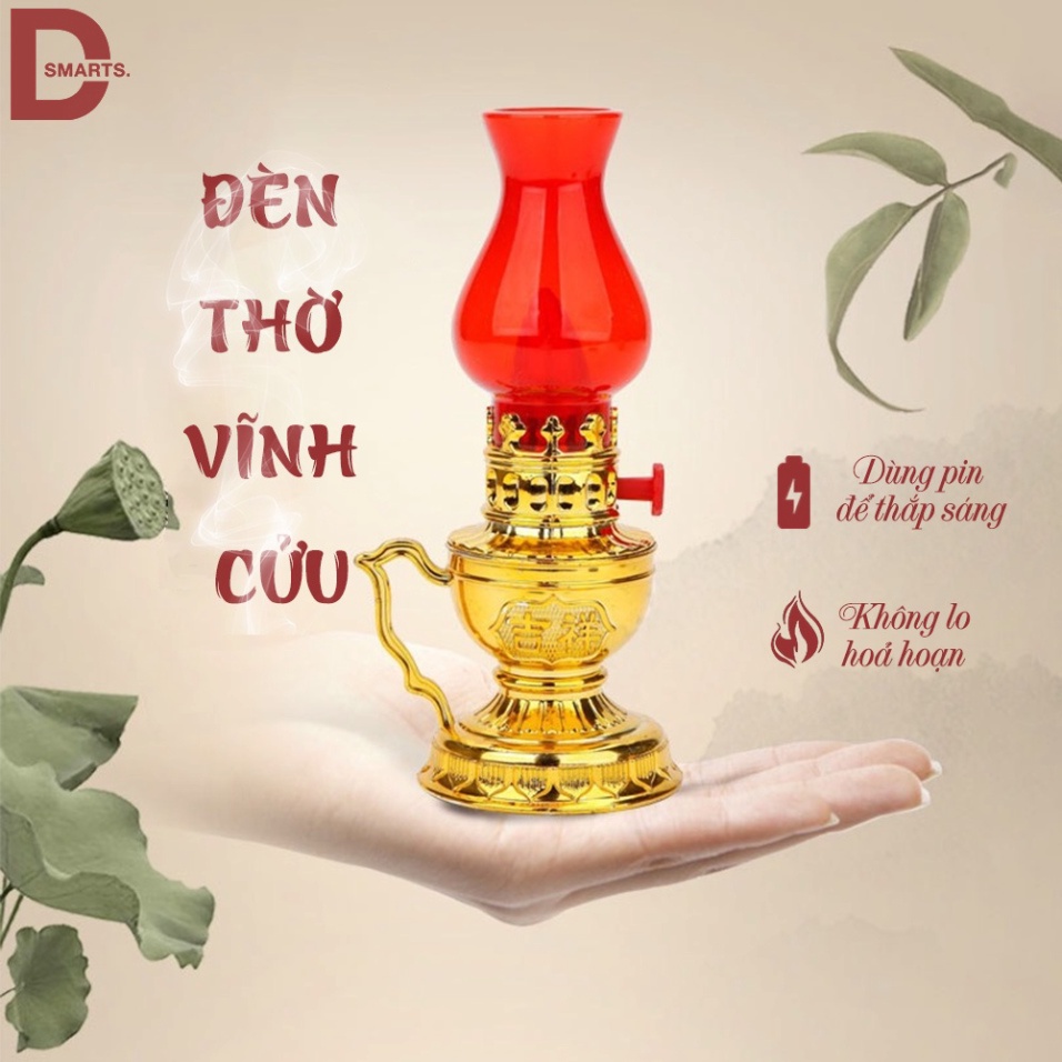 Đèn thờ vĩnh cửu,sử dụng pin, thiết kế cổ kính, hài hoà, cân đối, tăng phần trang nghiêm HÀNG HOT