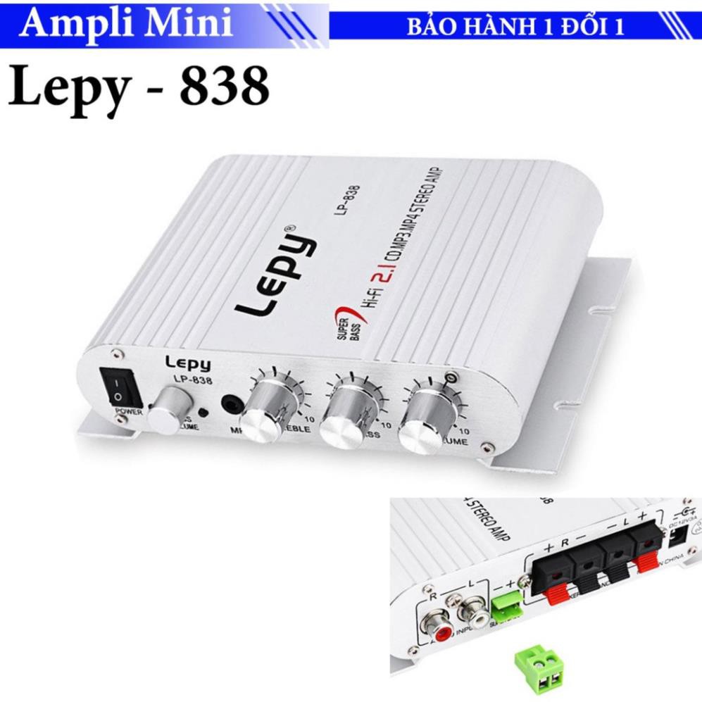 amly mini 838 amply mimi lepy 838 12v, âm ly bộ khuếch đại âm thanh hàng cao cấp, bảo hành 12 tháng lỗi 1 đổi 1