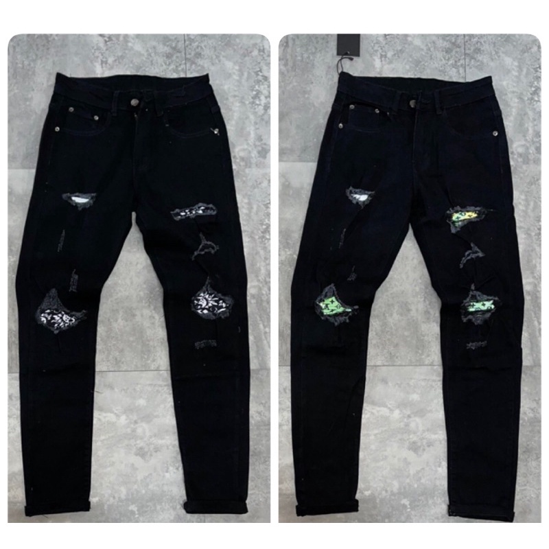 [Free Ship] Quần Jeans Nam DSQ Vá LV Cực Xịn - Quần Jean DSQ Vá Hoa Văn Cao Cấp