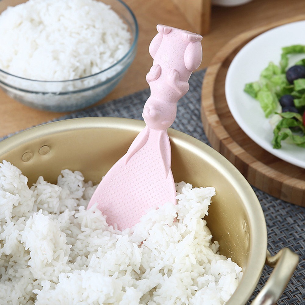 Muỗng xới cơm không dính bằng lúa mạch nhiều màu phong cách Hàn Quốc